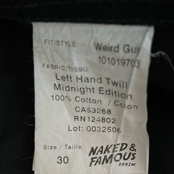Naked & Famous Raw Selvedge Jeans - Midnight Edition Left Hand Twill Size 30 - Picture 8 of 8